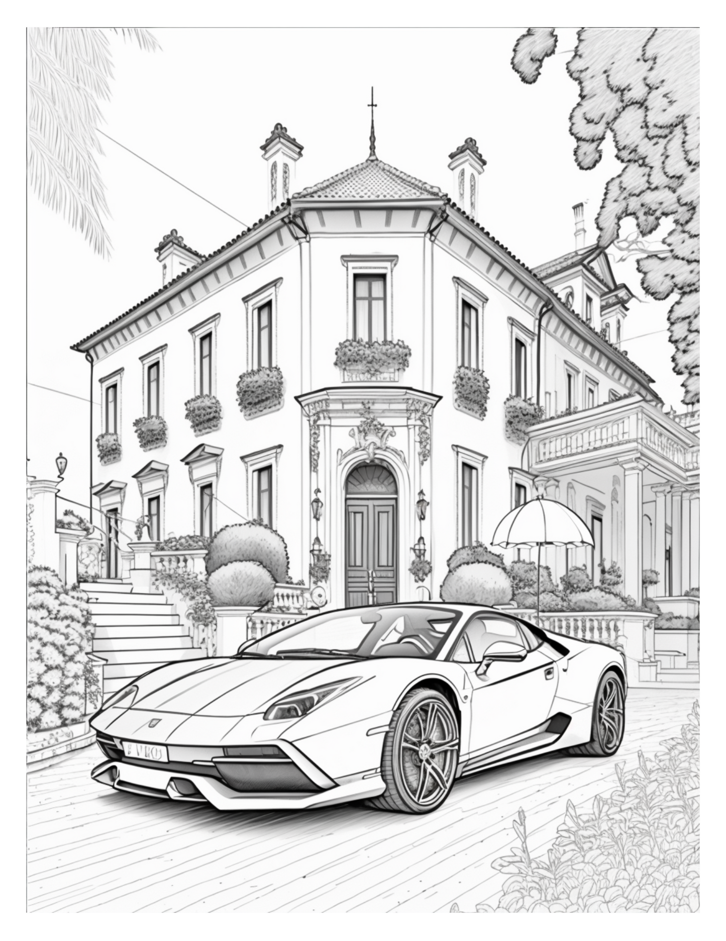 Mansions and Sports Cars: An Adult Coloring Book for Anxiety and Relaxation