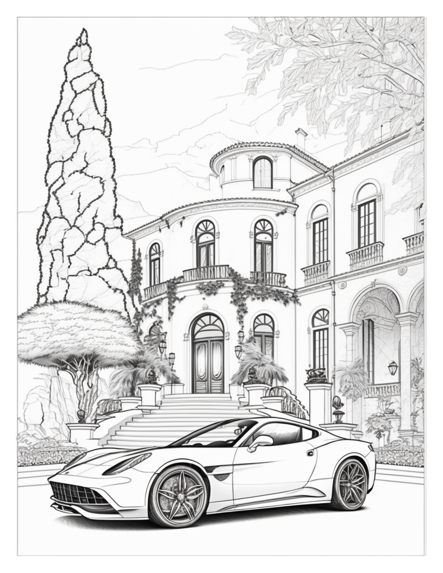 Mansions and Sports Cars: An Adult Coloring Book for Anxiety and Relaxation